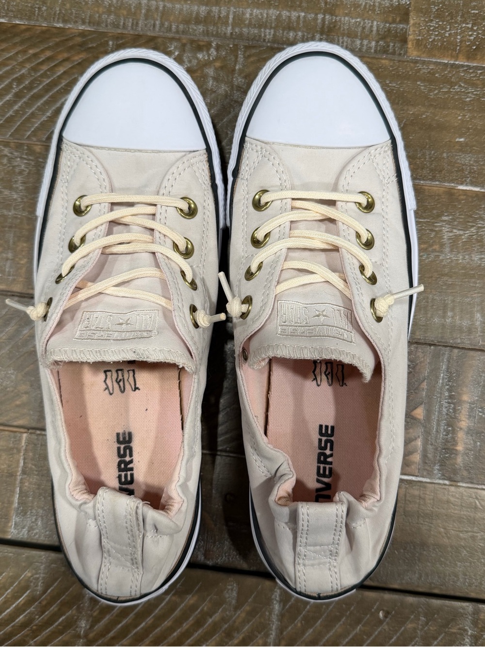 Converse Womenβs Low-Top Canvas Sneakers in Cream/tan - video in listing